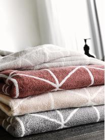Set 3 asciugamani reversibili con motivo grafico Elina, Beige, bianco crema, Set in varie misure