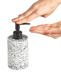 Zeepdispenser Terrazzo van kunststof, Houder: polyresin, Pompje: kunststof (ABS), Zwart, wit, Ø 8 x H 18 cm