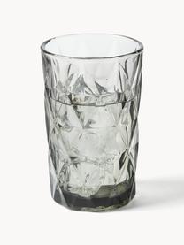 Vasos highball con relieves Colorado, 4 uds., Vidrio, Gris, Ø 8 x Al 13 cm, 310 ml