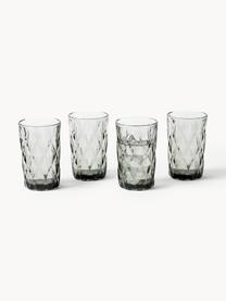 Vasos highball con relieves Colorado, 4 uds., Vidrio, Gris, Ø 8 x Al 13 cm, 310 ml