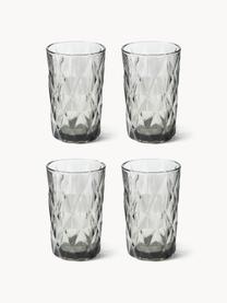 Vasos highball con relieves Colorado, 4 uds., Vidrio, Gris, Ø 8 x Al 13 cm, 310 ml