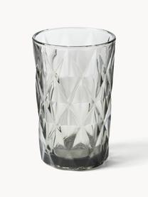 Vasos highball con relieves Colorado, 4 uds., Vidrio, Gris, Ø 8 x Al 13 cm, 310 ml