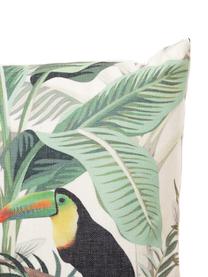 Outdoor kussen Toucan met tropisch motief, met vulling, Groen, multicolour, 45 x 45 cm