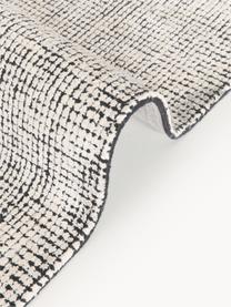 Handgewebter Kurzflor-Teppich Mansa, 56 % Wolle, RWS-zertifiziert, 44 % Viskose, Schwarz, Cremeweiß, B 80 x L 150 cm (Größe XS)