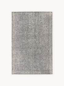 Handgewebter Kurzflor-Teppich Mansa, 56 % Wolle, RWS-zertifiziert, 44 % Viskose, Schwarz, Cremeweiß, B 80 x L 150 cm (Größe XS)
