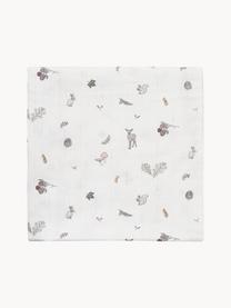 Manta bebé de algodón ecológico Fawn, 100% algodón ecológico, Blanco, multicolor, An 120 x L 120 cm