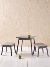 Detská stolová súprava Kinna, 3 diely, Borovicové drevo, MDF-doska strednej hustoty, Sivá, Súprava s rôznymi veľkosťami