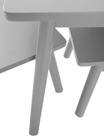 Detská stolová súprava Kinna, 3 diely, Borovicové drevo, MDF-doska strednej hustoty, Sivá, Súprava s rôznymi veľkosťami