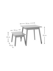 Set de mesa infantil Kinna, 3 pzas., Madera de pino, tablero de fibras de densidad media (MDF), Gris, Set de diferentes tamaños