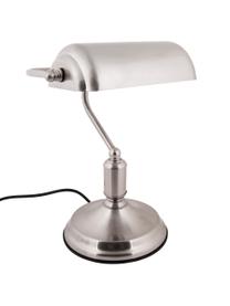 Kleine retro bureaulamp bank van metaal, Lampenkap: metaal, Lampvoet: metaal, Zilverkleurig, 27 x 34 cm