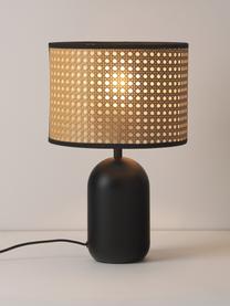 Stolní lampa z vídeňské pleteniny Vienna, Černá, světle hnědá, Ø 25 cm, V 40 cm