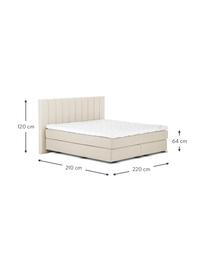 Letto Boxspring Premium Lacey, Materasso: a molle insacchettate a 7, Piedini: legno di faggio massiccio, Beige, 200 x 200