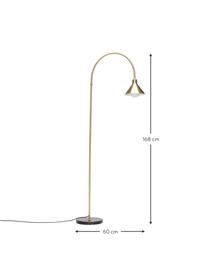 Bogenlampe Pipe, Lampenschirm: Metall, beschichtet, Lampenfuß: Marmor, Goldfarben, Schwarz, marmoriert, H 168 cm