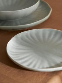Matný hlboký tanier s reliéfom Sali, 4 ks, Porcelán, Svetlosivá, Ø 21 x V 6 cm
