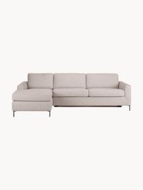 Schlafsofa Cucita (3-Sitzer) mit Matratze, Bezug: Webstoff (100% Polyester), Gestell: Massives Kiefernholz, FSC, Webstoff Hellbeige, B 274 x T 164 cm, Eckteil links