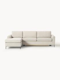 Schlafsofa Cucita (3-Sitzer) mit Matratze, Bezug: Webstoff (100% Polyester), Gestell: Massives Kiefernholz, Füße: Metall, lackiert Dieses P, Webstoff Hellbeige, B 274 x T 164 cm, Eckteil links