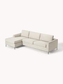 Schlafsofa Cucita (3-Sitzer) mit Matratze, Bezug: Webstoff (100% Polyester), Gestell: Massives Kiefernholz, Füße: Metall, lackiert Dieses P, Webstoff Hellbeige, B 274 x T 164 cm, Eckteil links