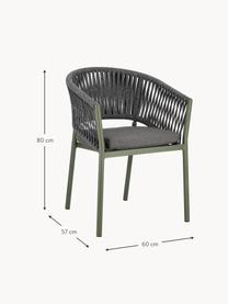 Chaise de jardin empilable Florencia, Tissu gris foncé, vert olive, larg. 60 x haut. 80 cm