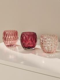 Set di 3 portacandele Aliza, Vetro, Tonalità rosa, Ø 10 x Alt. 9 cm