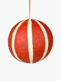 Boules de Noël Sphere, Ø 12 cm, 3 pièces, Pâte de coton, Rouge, blanc crème, Ø 12 cm