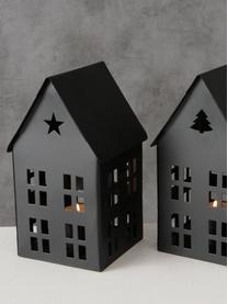 Maisons lumineuses Nalania, 2 élém., Métal, revêtement par poudre, Noir, larg. 9 x haut. 16 cm