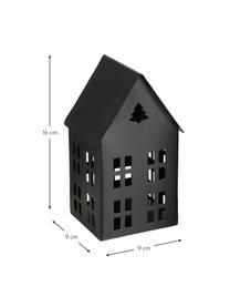 Maisons lumineuses Nalania, 2 élém., Métal, revêtement par poudre, Noir, larg. 9 x haut. 16 cm