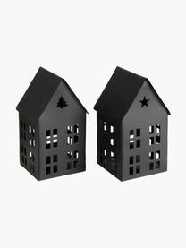 Maisons lumineuses Nalania, 2 élém., Métal, revêtement par poudre, Noir, larg. 9 x haut. 16 cm