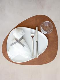 Sets de table asymétriques en cuir Curve, 4 pièces, Cuir, caoutchouc, Brun, larg. 44 x long. 37 cm