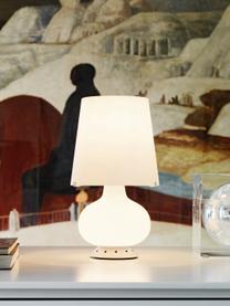 Petite lampe à poser artisanale Fontana, Blanc, Ø 20 x haut. 34 cm