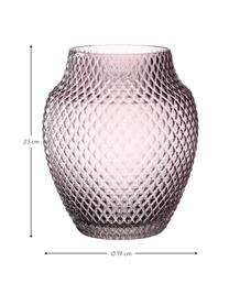 Jarrón artesanal de vidrio Poesia, Vaso, Rosa, Ø 19 x Al 23 cm