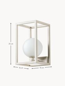 Aplique para exterior Lantern, Pantalla: vidrio opalino, Blanco, beige claro, An 15 x Al 25 cm