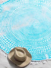 Serviette de plage ronde Kivi, Turquoise, blanc