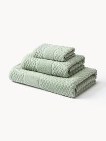 Set de toallas texturizada Katharina, 3 uds., Verde salvia, Set de 3 (toalla tocador, toalla lavabo y toalla ducha)