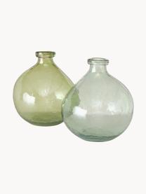 Set de jarrones de vidrio Sligo, 2 uds., Vidrio, Tonos verdes transparente, Ø 16 x Al 18 cm