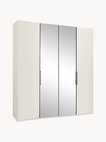 Draaideurkast Monaco met spiegeldeuren, 4 deuren, Handvatten: gecoat metaal, Wit, met spiegeldeuren, B 200 x H 216 cm
