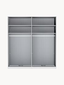 Drehtürenschrank Monaco mit Spiegeltür, 4-türig, Korpus: Holzwerkstoff, foliert, Griffe: Metall, beschichtet, Weiß, mit Spiegeltüren, B 200 x H 216 cm