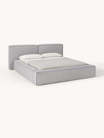 Gestoffeerd bed Lennon, Bekleding: 100% polyester Met 115.00, Frame: massief grenenhout, multi, Poten: hout, kunststof Dit produ, Geweven stof grijs, B 248 x L 243 cm (ligvlak 180 x 200 cm)