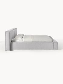 Gestoffeerd bed Lennon, Bekleding: 100% polyester Met 115.00, Frame: massief grenenhout, multi, Poten: hout, kunststof Dit produ, Geweven stof grijs, B 248 x L 243 cm (ligvlak 180 x 200 cm)