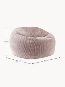 Pouf fait main en velours côtelé pour enfant Flora, Velours côtelé vieux rose, larg. 85 x haut. 50 cm