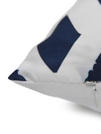 Housse de coussin Barbara, Blanc, bleu