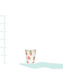 Tazza senza manico di carta Strawberry, 8 pz., Carta, sventati, Bianco, rosa, verde, Ø 8 x Alt. 8 cm