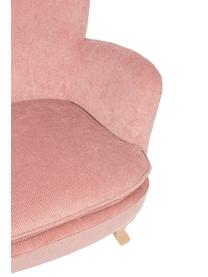 Poltrona in velluto a coste rosa Chenille, Rivestimento: poliestere in look vellut, Struttura: legno di pino, compensato, Rosa, Larg. 72 x Prof. 73 cm