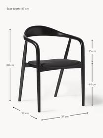 Houten fauteuil Angelina, Bekleding: polyester Met 100.000 sch, Frame: essenhout, gelakt, multip, Geweven stof zwart, zwart, B 57 x H 80 cm