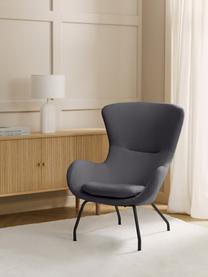 Fauteuil Wing met metalen poten, Poten: metaal, gepoedercoat, Geweven stof antraciet, B 75 x D 85 cm