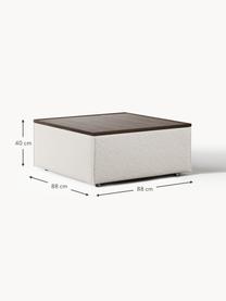 Sofa-Hocker Lennon aus Bouclé mit Stauraum, Bezug: Bouclé (80 % Polyester, 2, Tablett: Eichenholz, Spannplatte m, Gestell: Spanplatte, mitteldichte , Bouclé Off White, dunkles Eichenholz, B 88 x T 88 cm