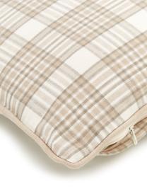 Geruite kussenhoes Stirling met bies, 100% katoen, Beige, B 30 x L 50 cm