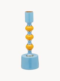 Candelabro in metallo Richie, Alluminio smaltato, Azzurro, giallo acceso, Ø 7 x Alt. 20 cm