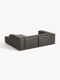 Modulaire hoekbank Lennon van gerecycled leer, Bekleding: gerecycled leer (70% leer, Frame: massief hout, multiplex, Poten: kunststof Dit product is , Leer taupe, B 238 x D 180 cm, hoekdeel links