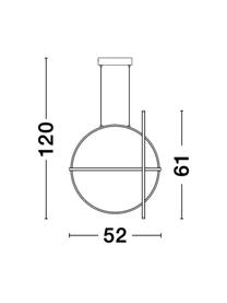 LED hanglamp Arte in messing, Diffuser: acrylglas, Baldakijn: gecoat aluminium, Messingkleurig, 52 x 61 cm