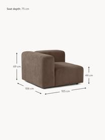 Eckmodul Lena, Bezug: Webstoff (88% Polyester, , Gestell: Kiefernholz, Schichtholz,, Webstoff Dunkelbraun, B 105 x T 106 cm, Eckteil links